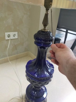 Lámpara de pie vintage cerámica azul de 90 cm alto