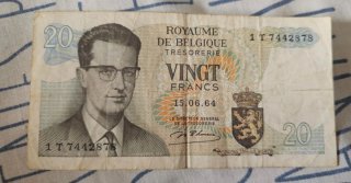 Billete 20 Francos Bélgica 1964