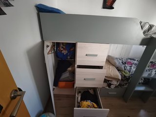 Cama Tren Infantil doble con transporte incluido.