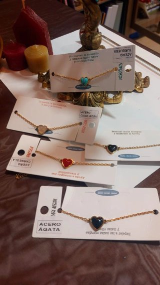 Pulseras Acero Corazón Mineral