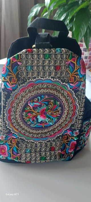 Mochila Mujer Bordada Multicolor