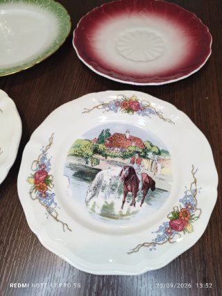 8 Platos Postre Vintage Cerámica Porcelana