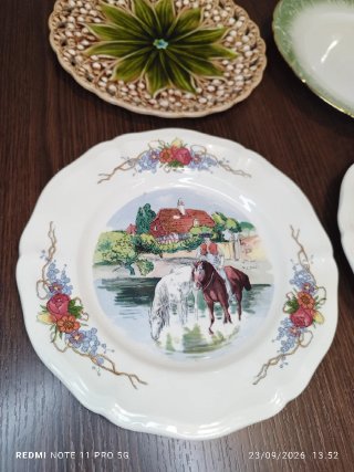 8 Platos Postre Vintage Cerámica Porcelana