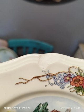 8 Platos Postre Vintage Cerámica Porcelana