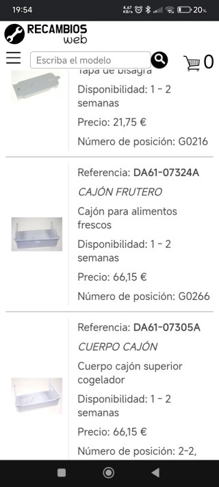 Repuesto Frigorífico Samsung RL56GSBSW1