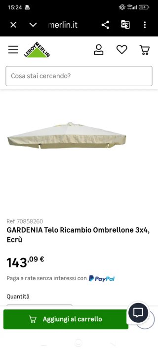 Telo Ricambio Ombrellone Gardenia 3x4