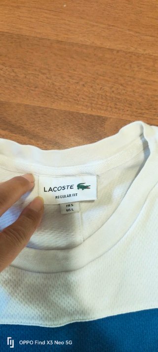 T-shirt uomo Lacoste blu e bianca