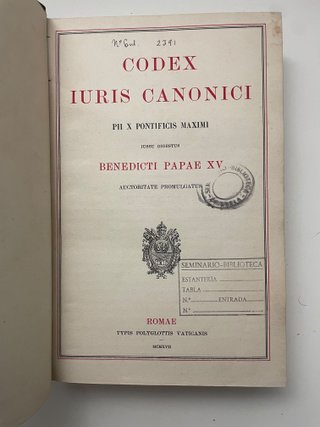 Codex Iuris Canonici. Edición Vaticana 1917