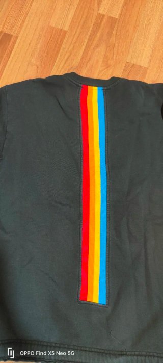 Felpa Diesel uomo nera con strisce arcobaleno