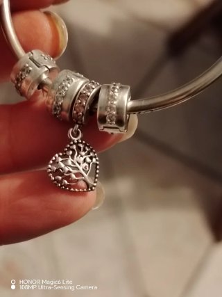 Bracciale rigido Pandora originale con 4 charm