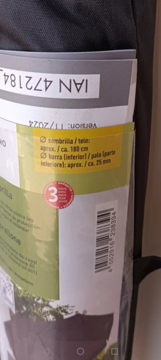 Sombrilla Jardín 180cm Beige Nuevo