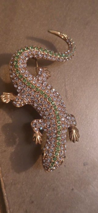 Broche Lagarto Dorado con Cristales(JBK)