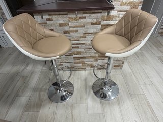 2 Taburetes Bar Beige/Blanco Regulables