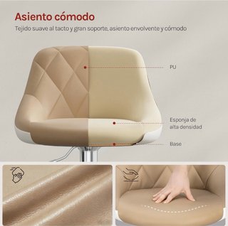 2 Taburetes Bar Beige/Blanco Regulables