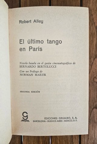 Libro: El último tango en París - Robert Alley.