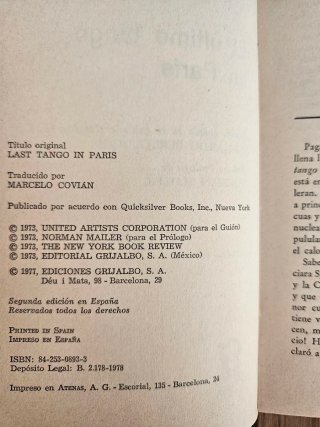 Libro: El último tango en París - Robert Alley.