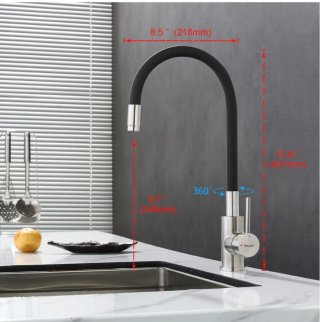 Grifo de cocina flexible negro y plateado