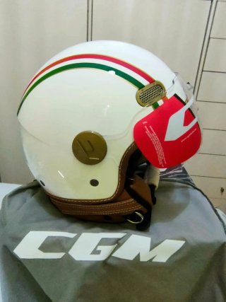 Casco CGM Bianco con strisce tricolore