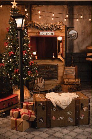 Decorado Fotográfico Navidad Tren Estación