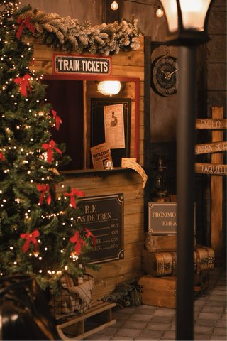 Decorado Fotográfico Navidad Tren Estación