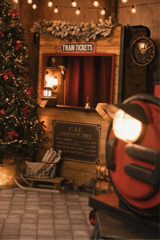 Decorado Fotográfico Navidad Tren Estación