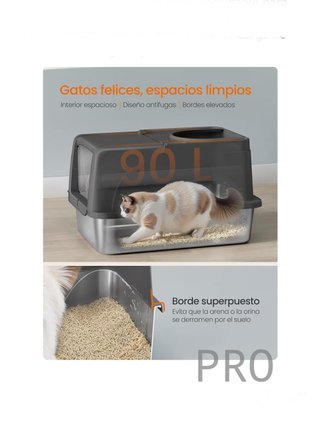 Caja de Arena de Acero Inoxidable para Gatos