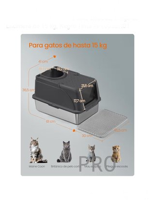 Caja de Arena de Acero Inoxidable para Gatos