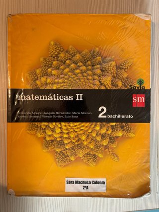 Libro de matemáticas, 2° Bachillerato