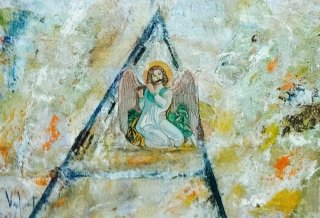 Óleo pequeño abstracto ángel