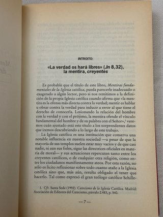 Libro Mentiras fundamentales de Iglesia Catolica