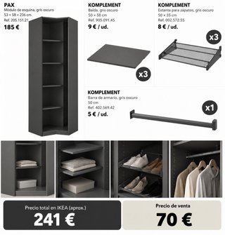 Conjunto PAX Esquina Gris Oscuro IKEA