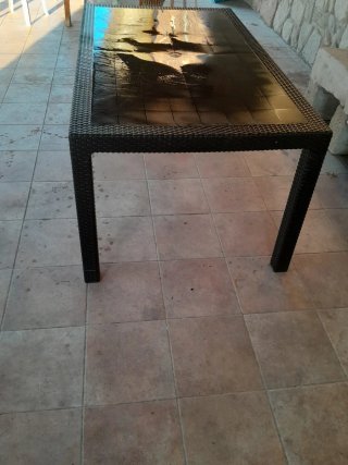 Tavolo da Giardino in Rattan e Cristallo