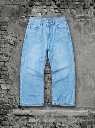 Jeans Wide Leg con Ricamo Fiori di Ciliegio