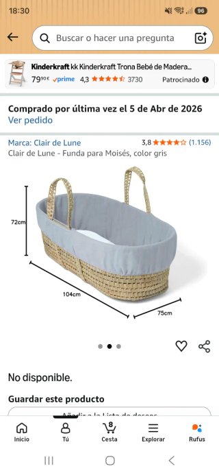 Funda para Moisés Clair de Lune Gris