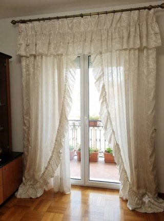 2 Tende in Cotone Satinato con Mantovana