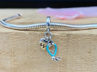 Charm Plata925 | Estetoscopio azul enfermería