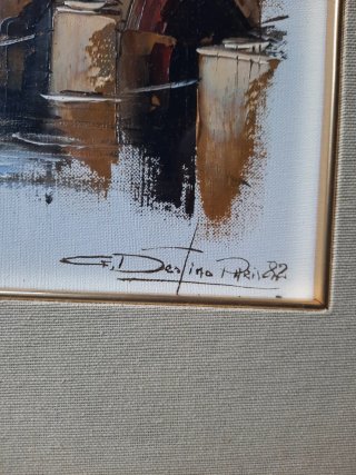 Dipinto olio miniatura Parigi Senna