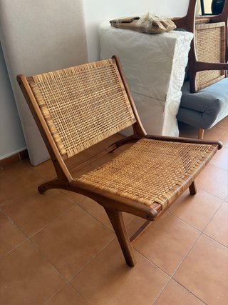 2 unidades Sillón Vintage de Madera y Ratán
