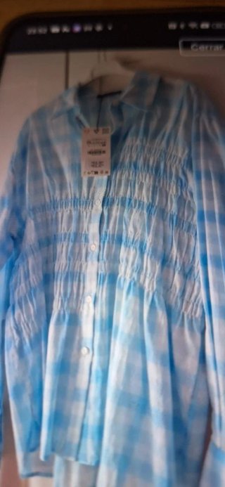 Camisa Zara cuadros azul y blanco nueva