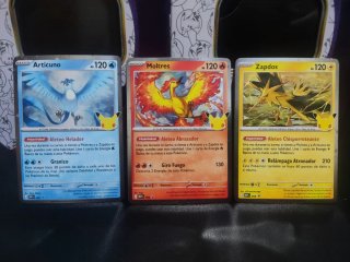 Cartas Pokémon Moltres, Zapdos y Articuno
