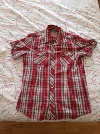 Camisa cuadros roja manga corta talla M