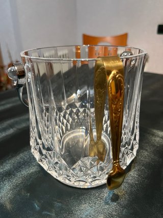 Cubitera de Cristal con Asa y Pinzas