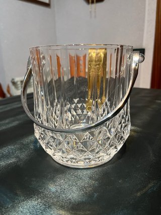 Cubitera de Cristal con Asa y Pinzas