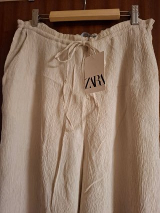 Pantalón Ancho Zara Beige