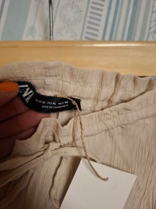 Pantalón Ancho Zara Beige
