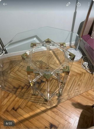 Mesa de cristal hexagonal 12 cm diametro