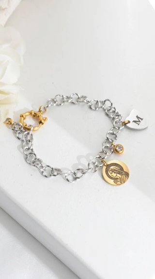 Pulsera Plata y Oro con Dijes Personalizados