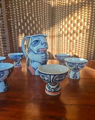 Juego vino porcelana sargadelos jarra vicios
