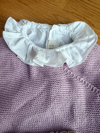 Conjunto chaqueta punto, blusa y ranita