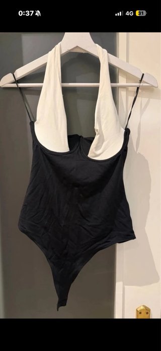 Top Halter Blanco y Negro Talla S